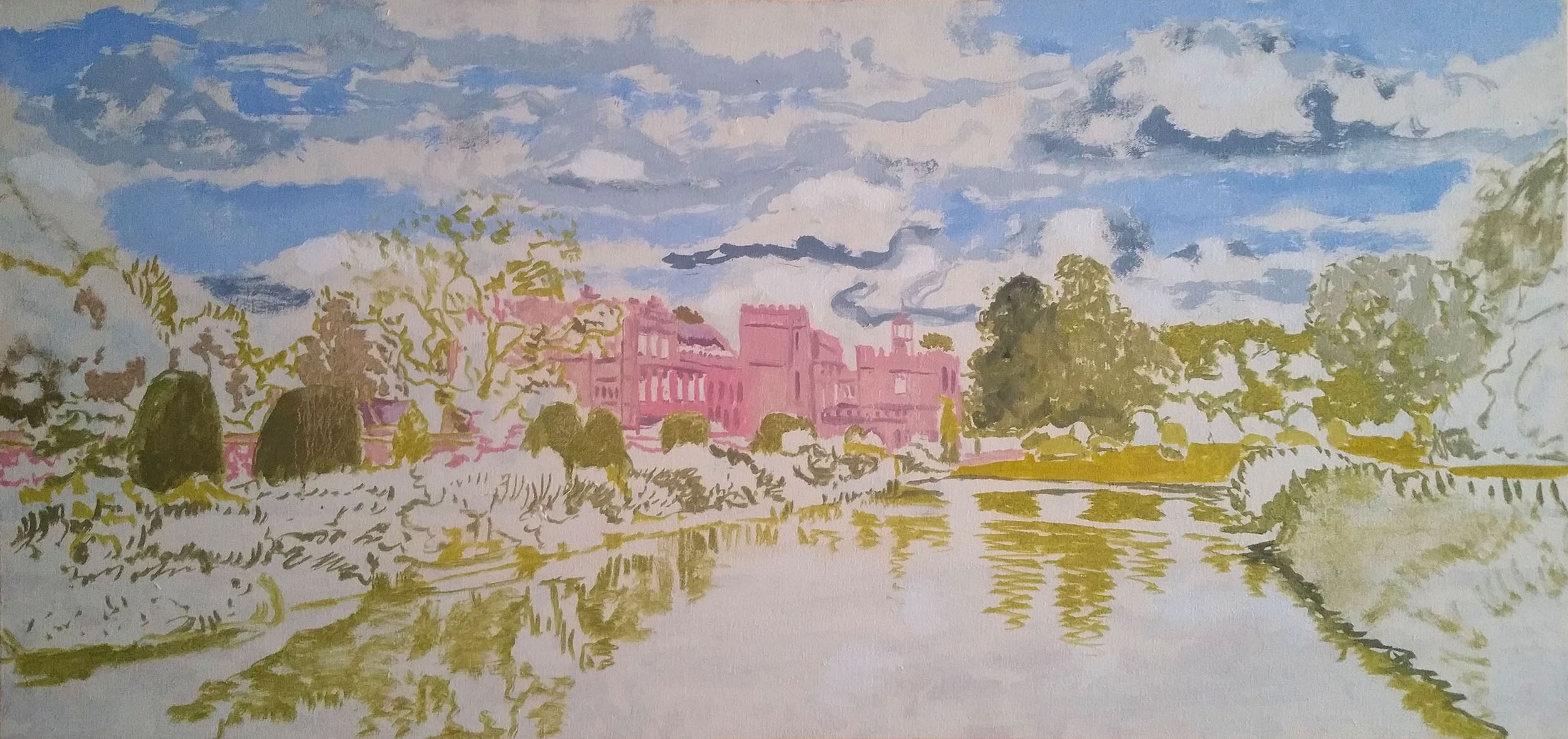 Forde Abbey 36"x17" oil on canvas