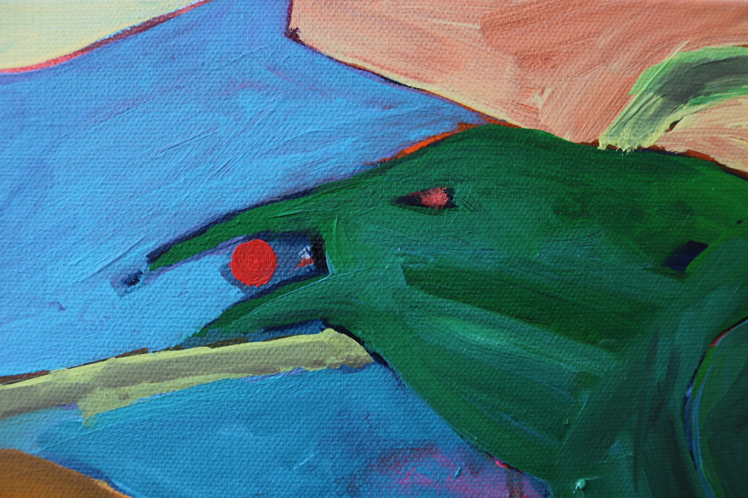 "Green Raven Over Bed" detail