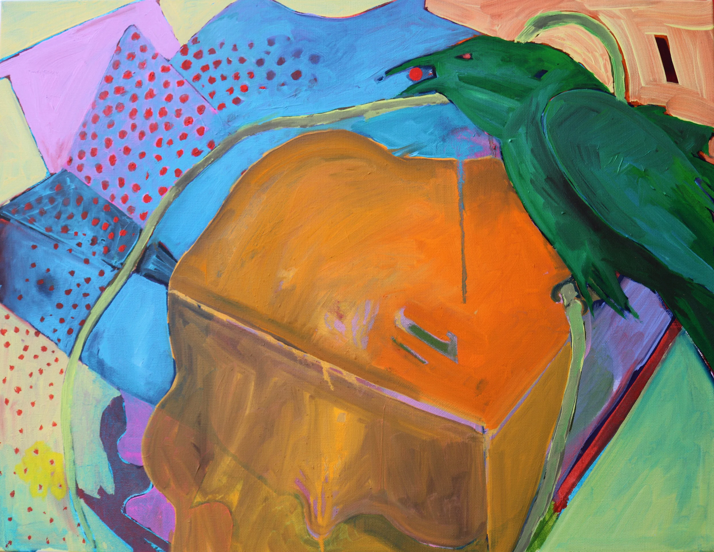 "Green Raven Over Bed"