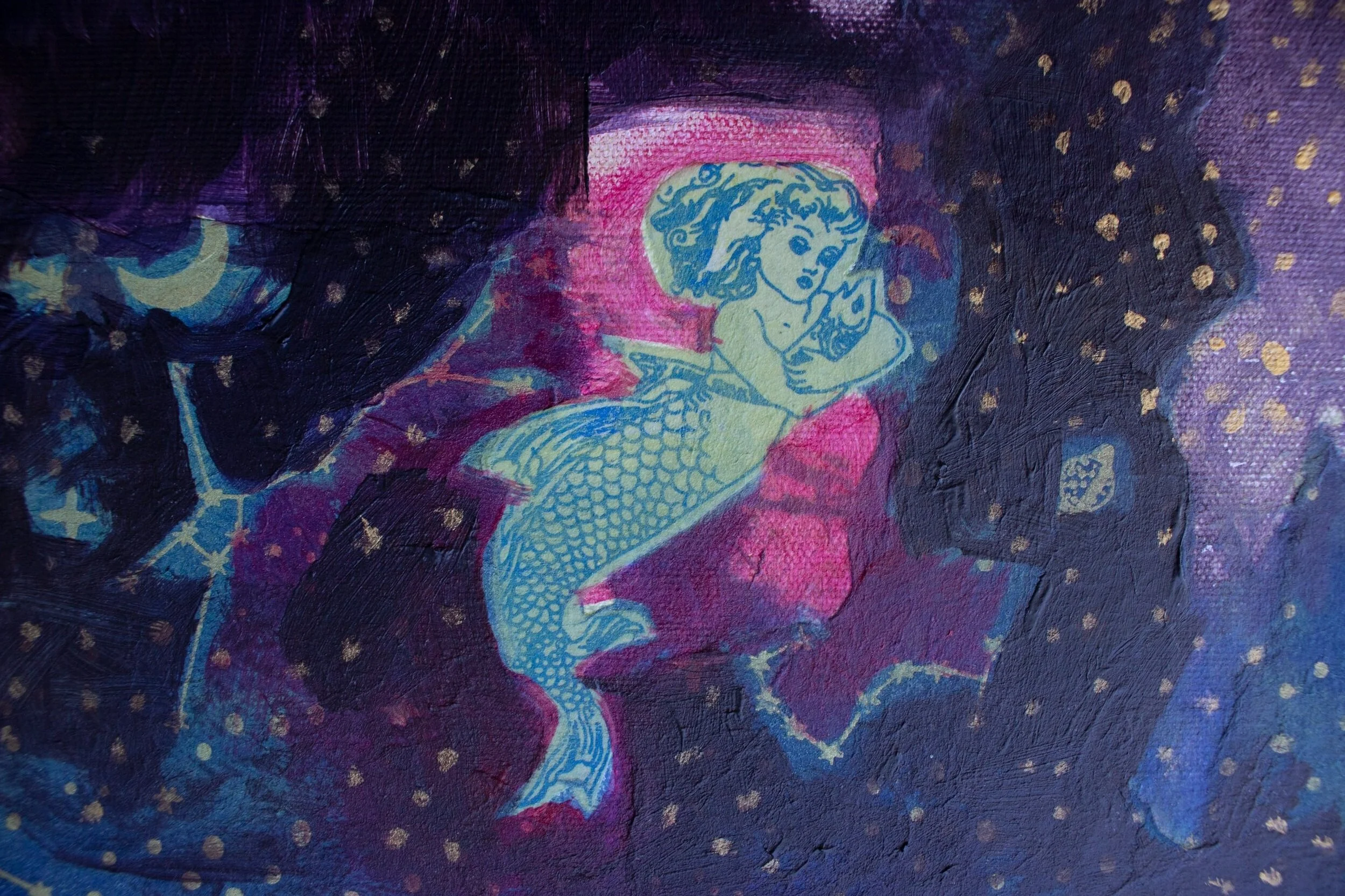 "Mermaids Traveling Through Stars" detail