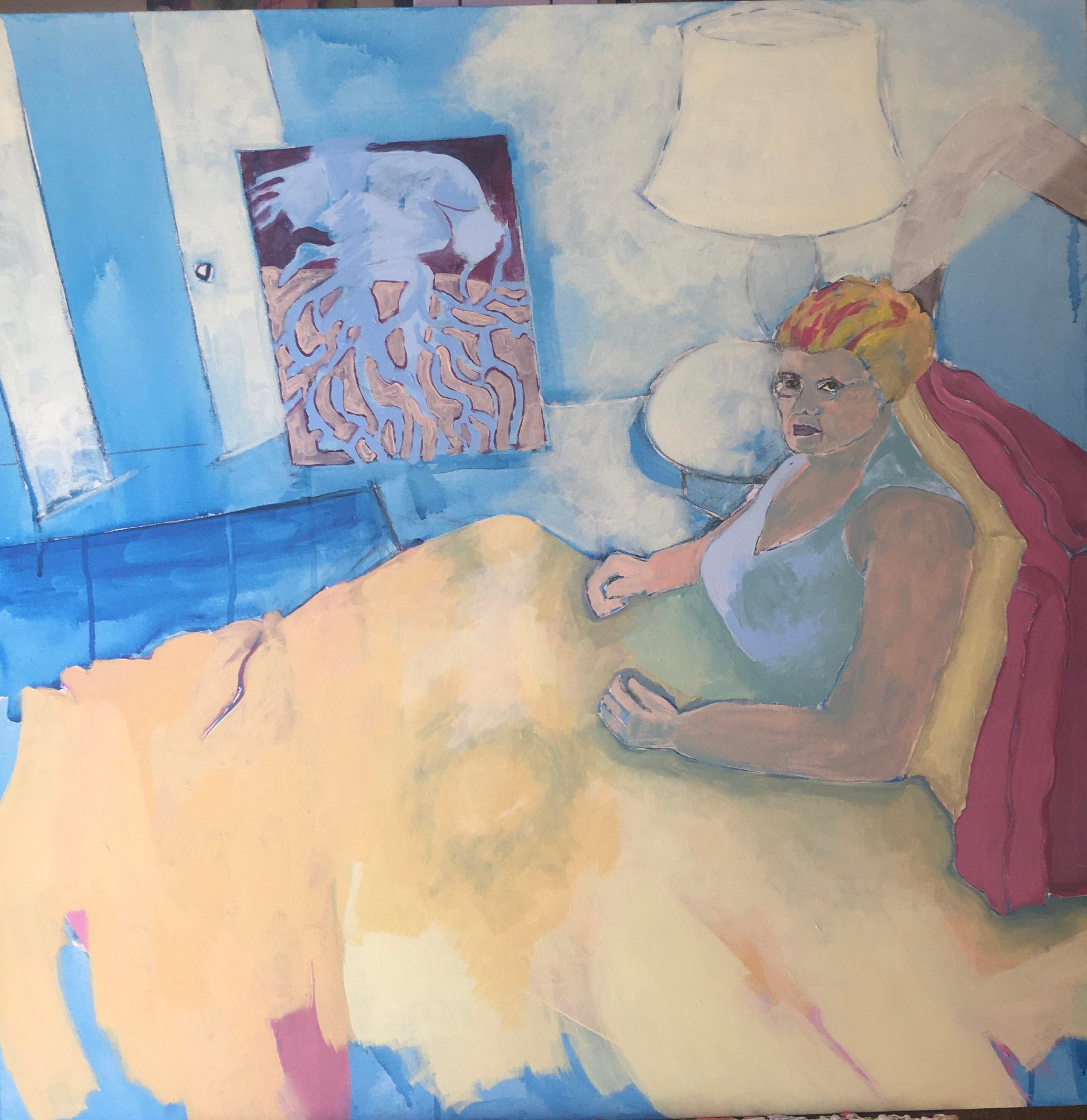 Margaret in bed at home 2022