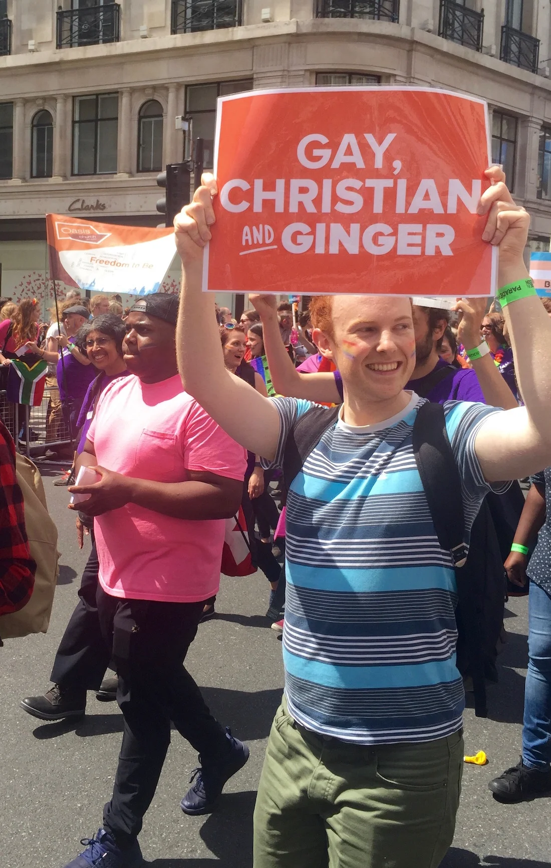 Gay, Christian and Ginger at London's Pride Parade.