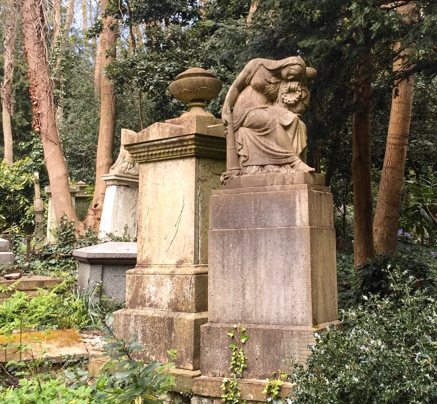 Woman with Wreath tombstone at Highgate Cemetery.