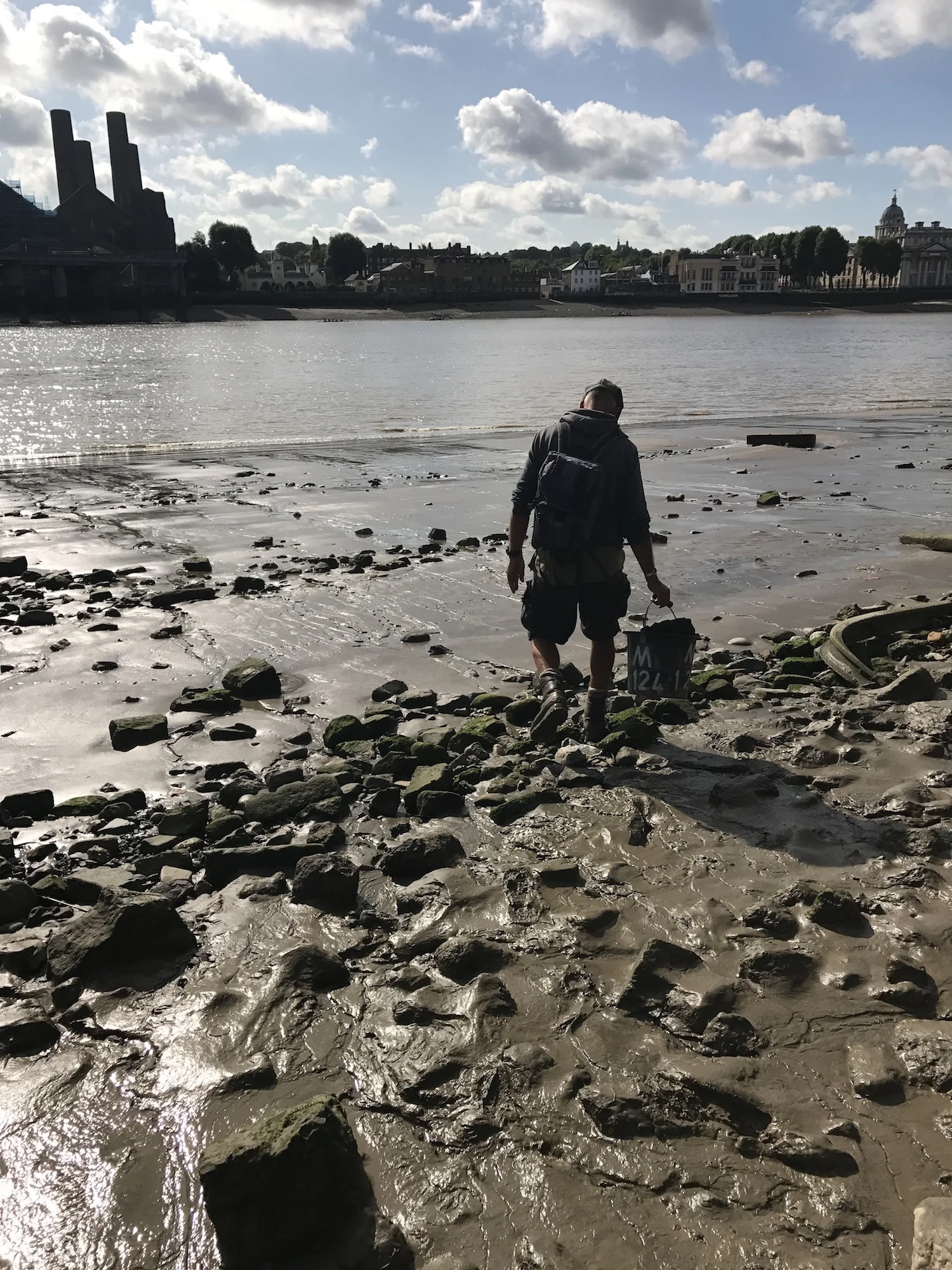 A Broad in London Mudlarking. Looking For Treasure On The Thames