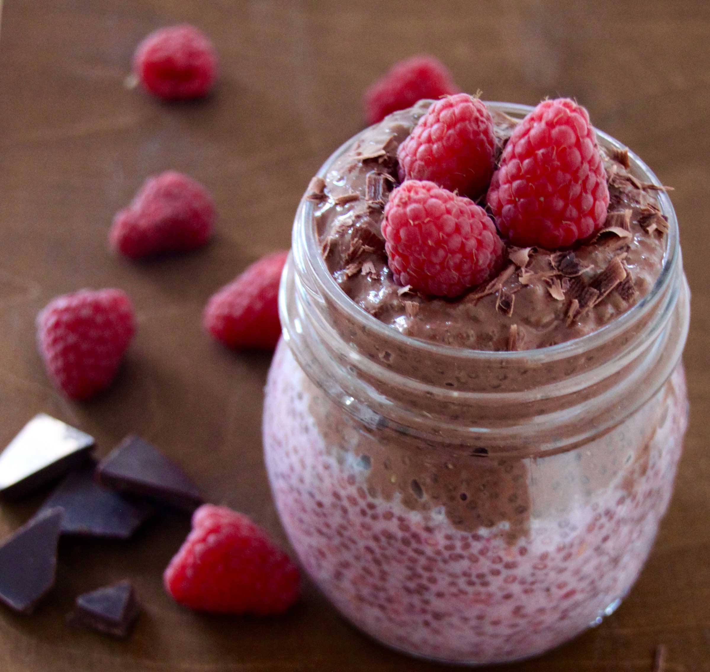 Chocolate Raspberry Chia Pudding