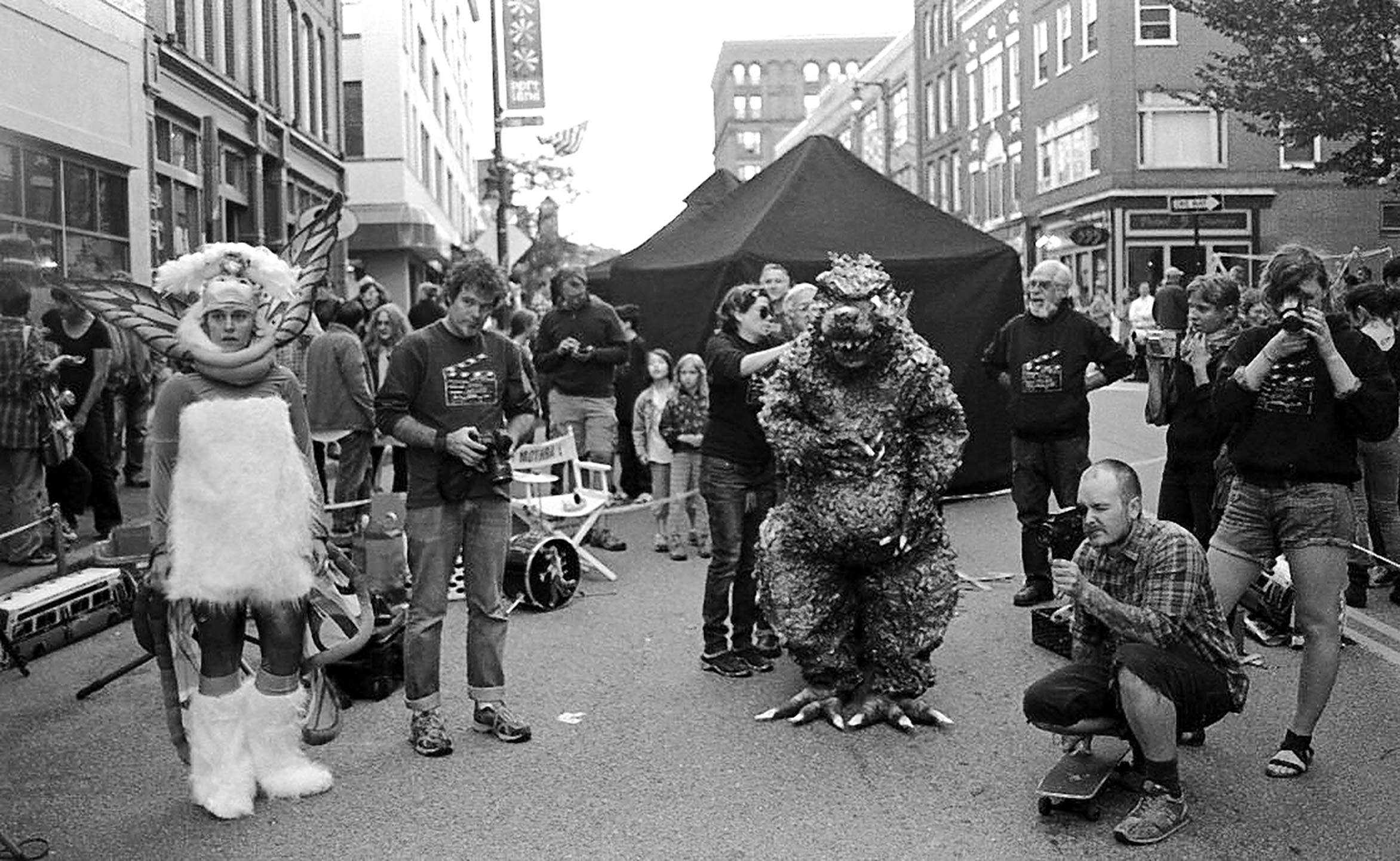 For Godzilla Attacks Greta Bank collaborated with a number of artists to produce props, costumes and create the performance.