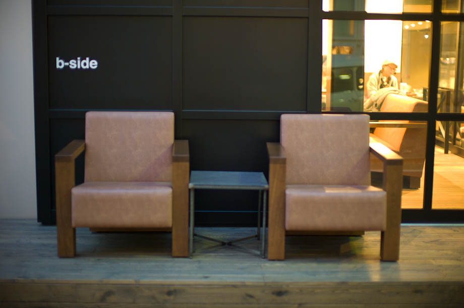 Seats outside Starbucks