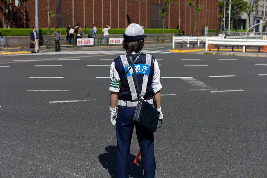 Police Woman in Nakameguro, Tokyo, Japan