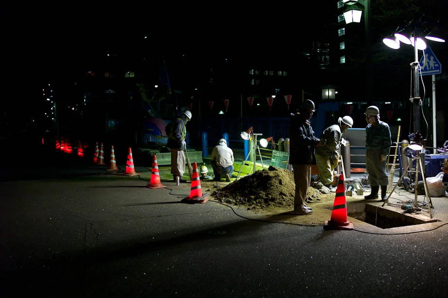 Night Construction in Nakameguro