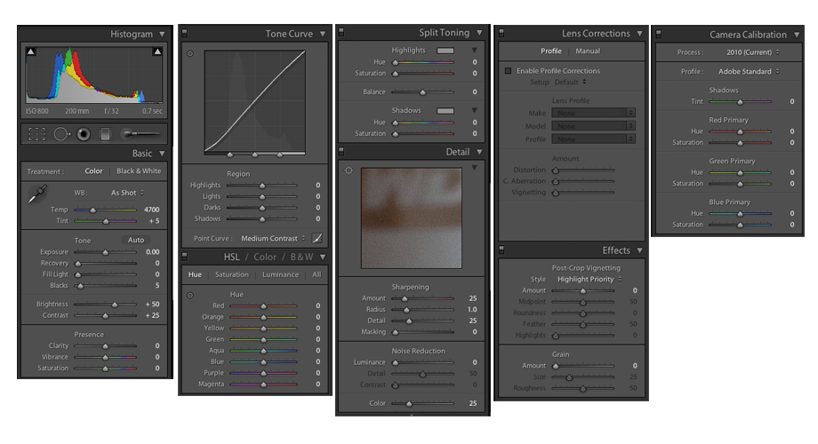 Adobe Lightroom Controls