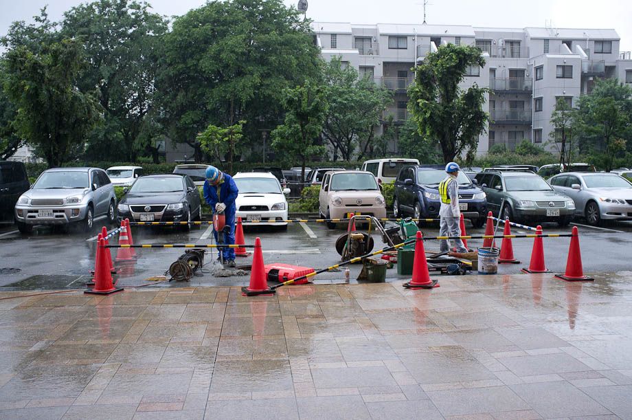 Construction in the rain