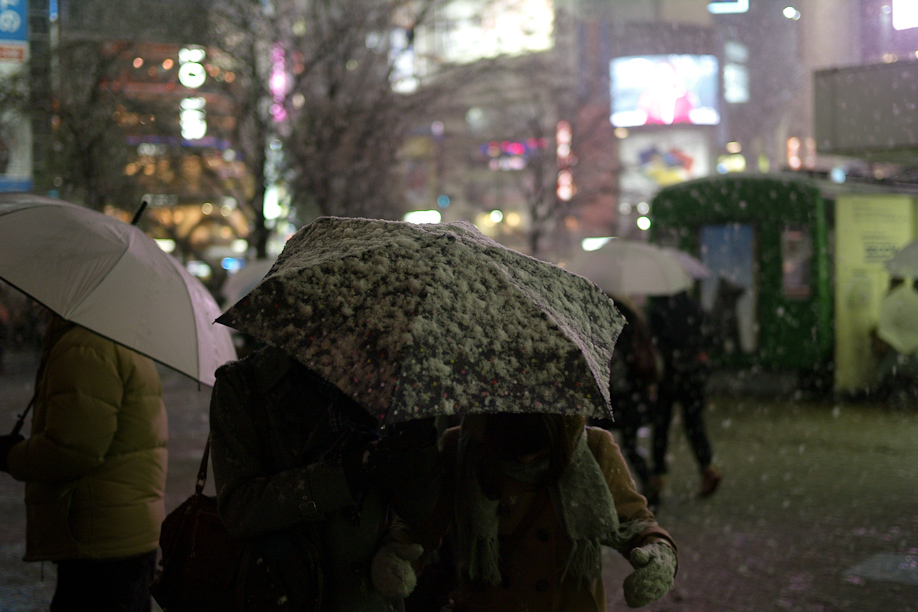 A snowy Shibuya Station