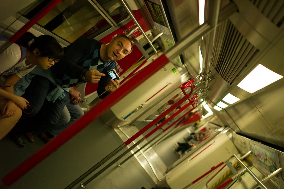 On the train in Hong Kong