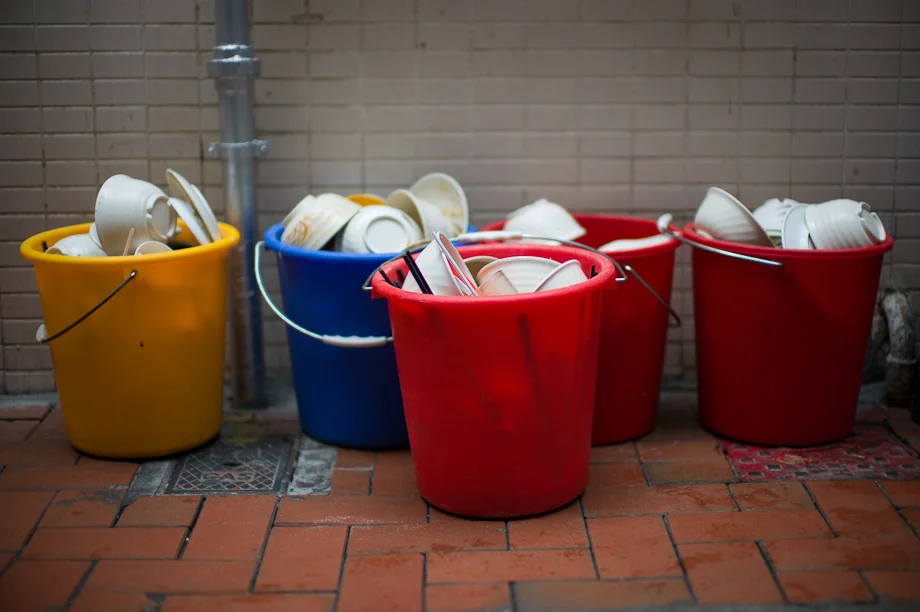 Dishes in the Alley in Hong Kong