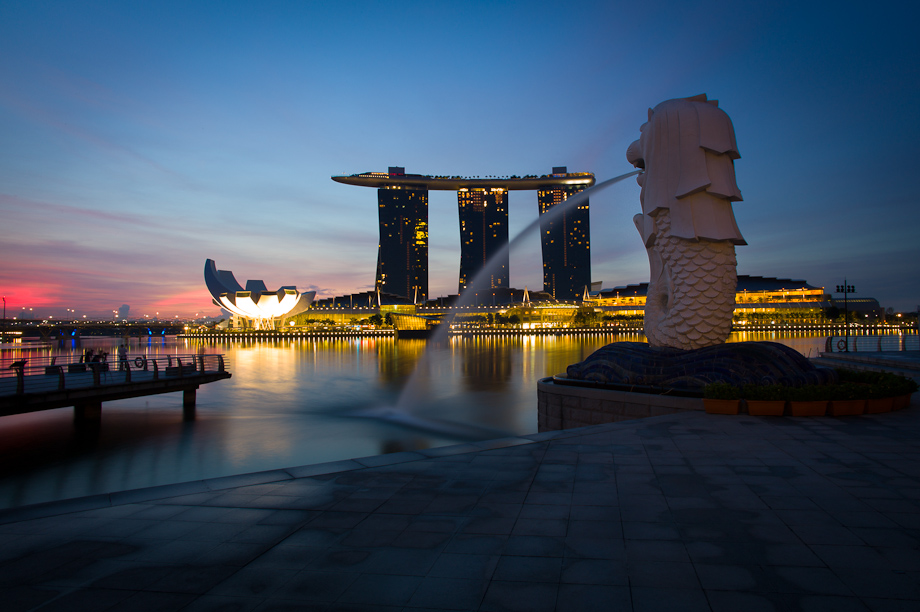 The Merlion at Sunrise in Singapore