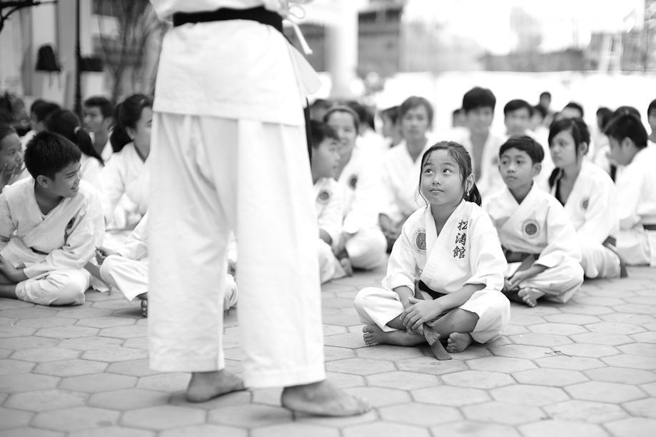 Kids studying karate in Phnom Penh, Cambodia