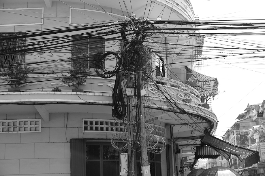 Electric Lines in Phnom Penh, Cambodia
