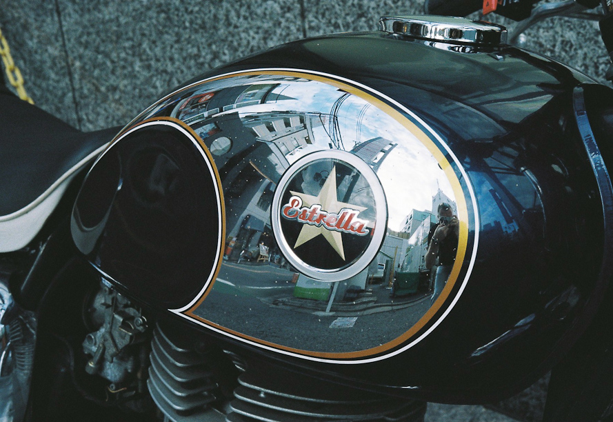 Reflections in a motorcycle