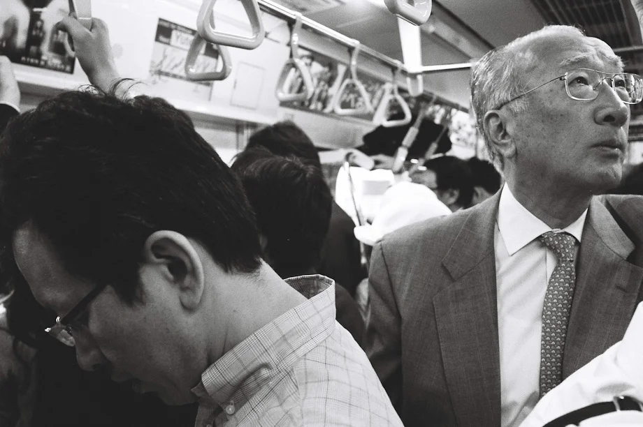 On the train in Tokyo