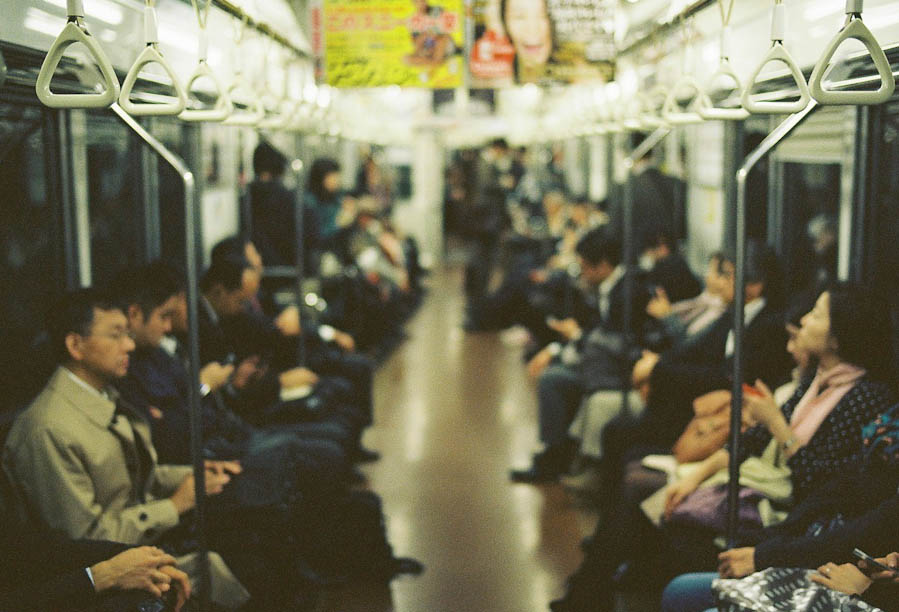 On the train in Tokyo