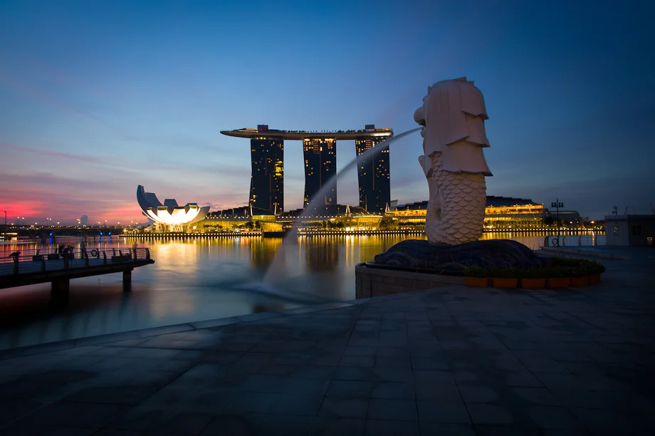 The Merlion and Marina Bay Sands Hotel