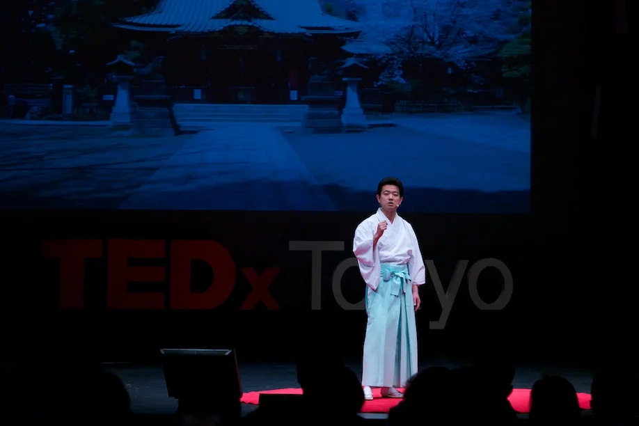 A shinto priest speaking at TEDxTokyo 2013