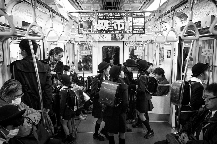 Japanese School Children on the Train in Tokyo
