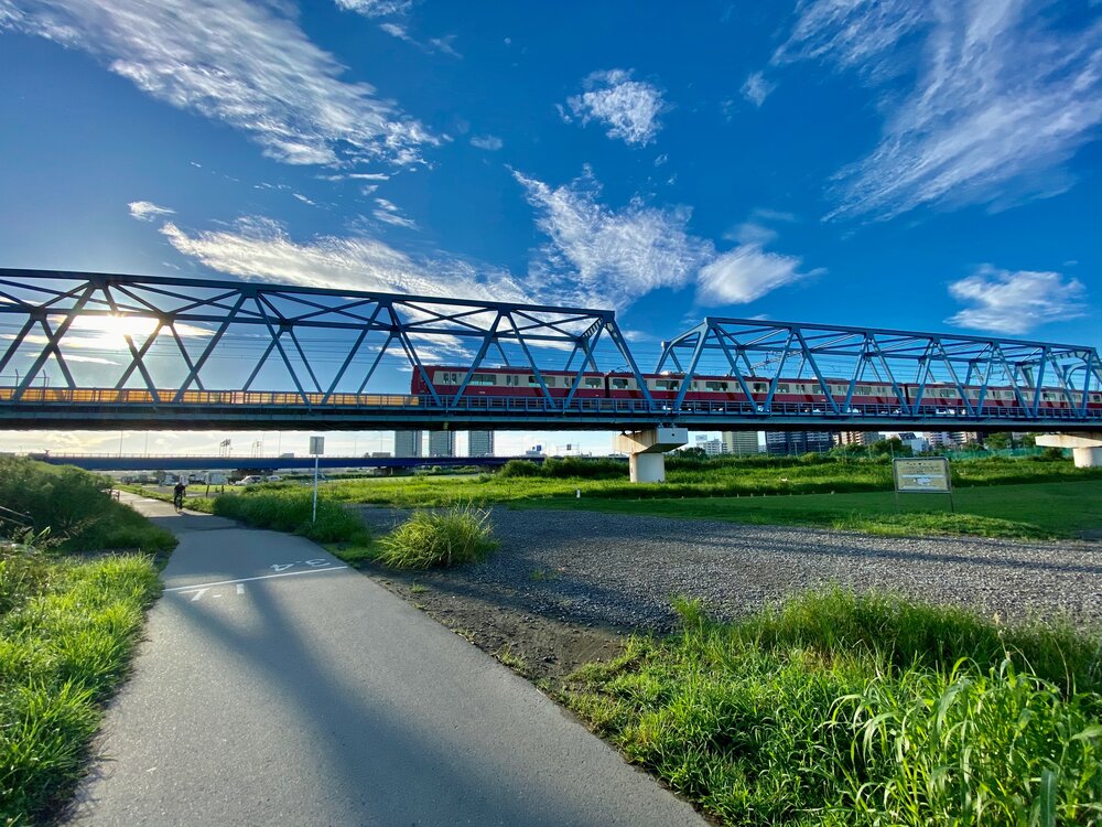 Train over Tamagawa River