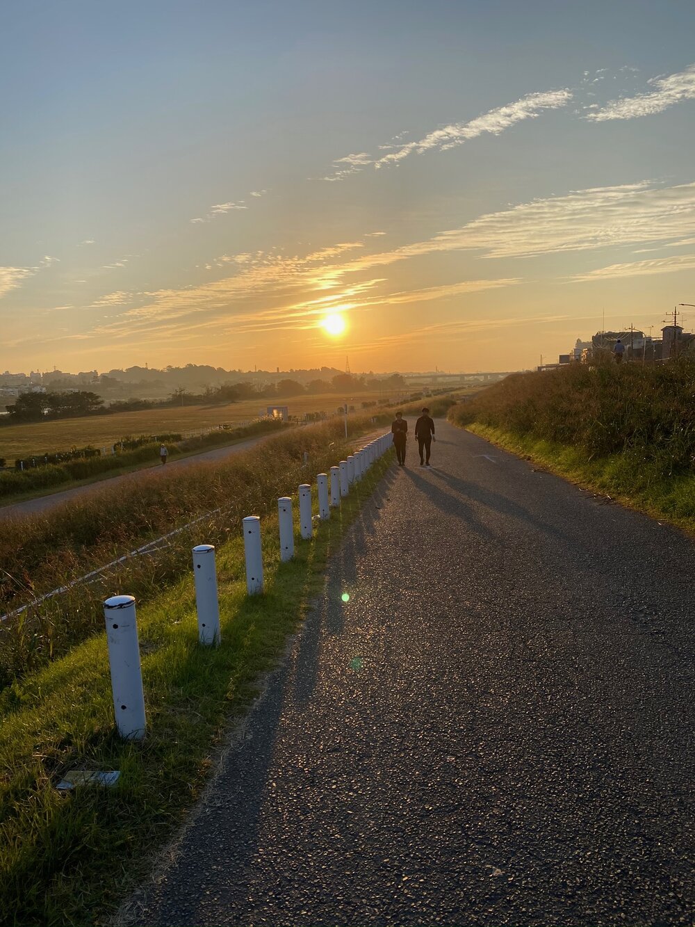 Sun Rise on Tamagawa River Bike Path