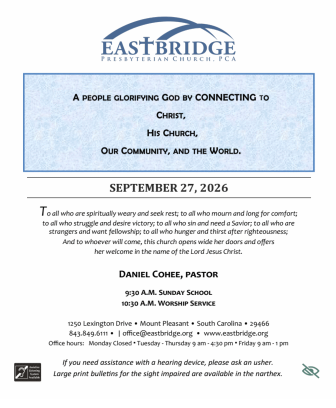 Bulletin cover for Sunday, September 27, 2026