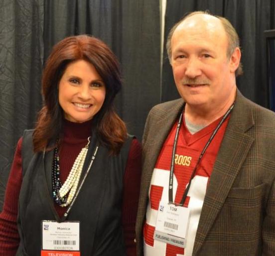 Dr. Emmet C. (Tom) Thompson II met with media and industry leaders during the recent NRB convention in Nashville to discuss his book, Kick Start . Pictured (L to R): Monica Schmelter, producer of CTN's Bridges, with Thompson at NRB 2016. (McCain & Co. Public Relations photo) 