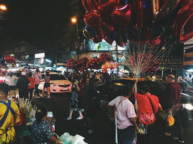 Prepping for Valentine's Day in Thailand. They were very serious about the heart shaped balloons.