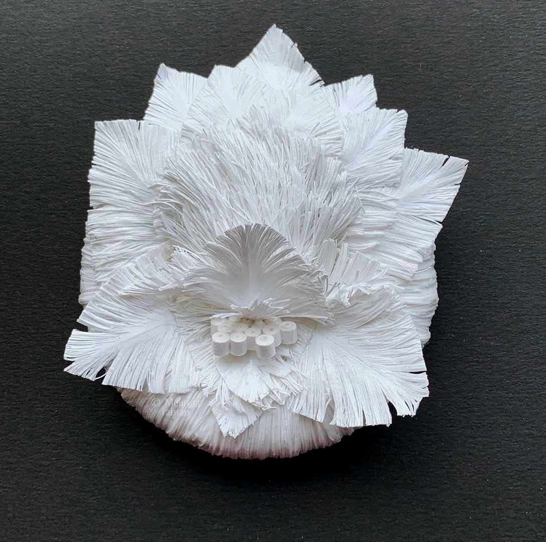 Front View of Deconstructed Flower - handmade paper art