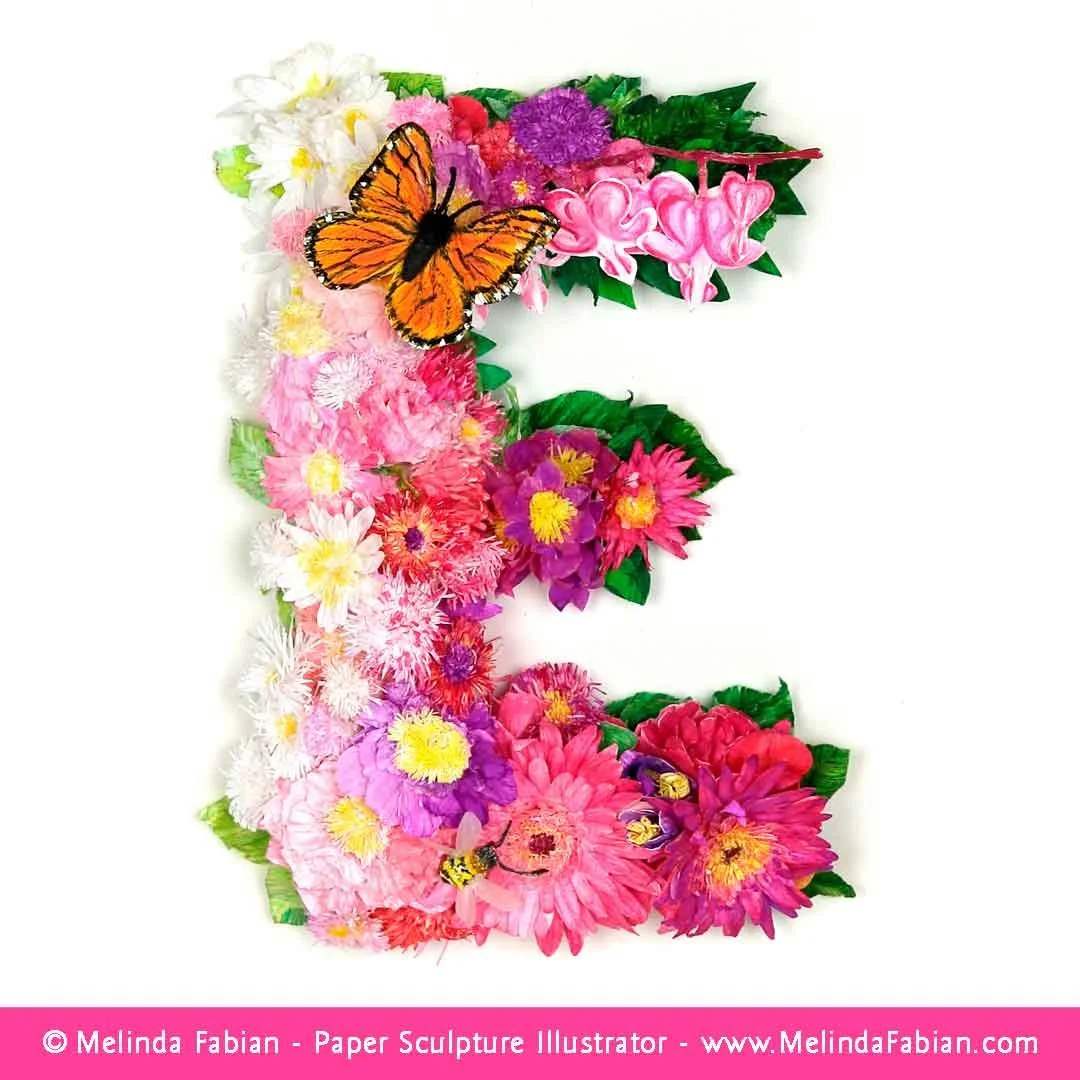 3D Monogram of the Letter E by Melinda Fabian Paper Illustrator