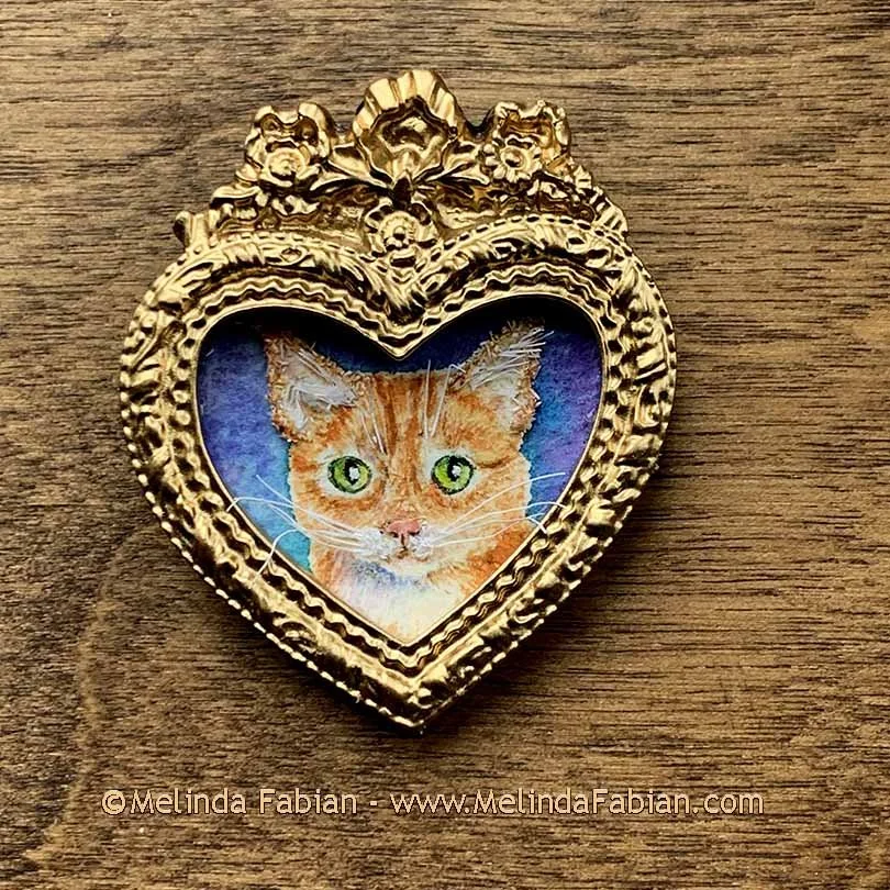Miniature Framed Orange Cat Wall Art