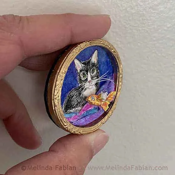 Dolhouse wall art - Tuxedo Cat Illustration