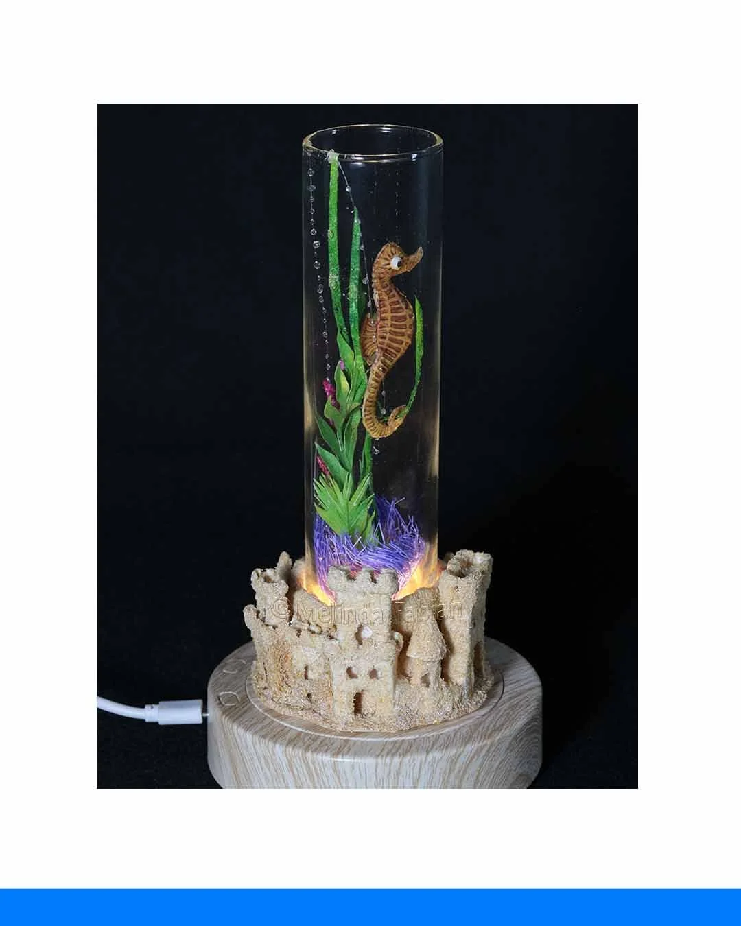 Paper Sculpture of a Seahorse and Sandcastles by Melinda Fabian