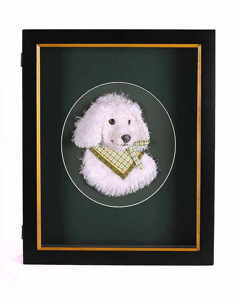 3D Interactive Paper Sculpture White DOg Wall Art