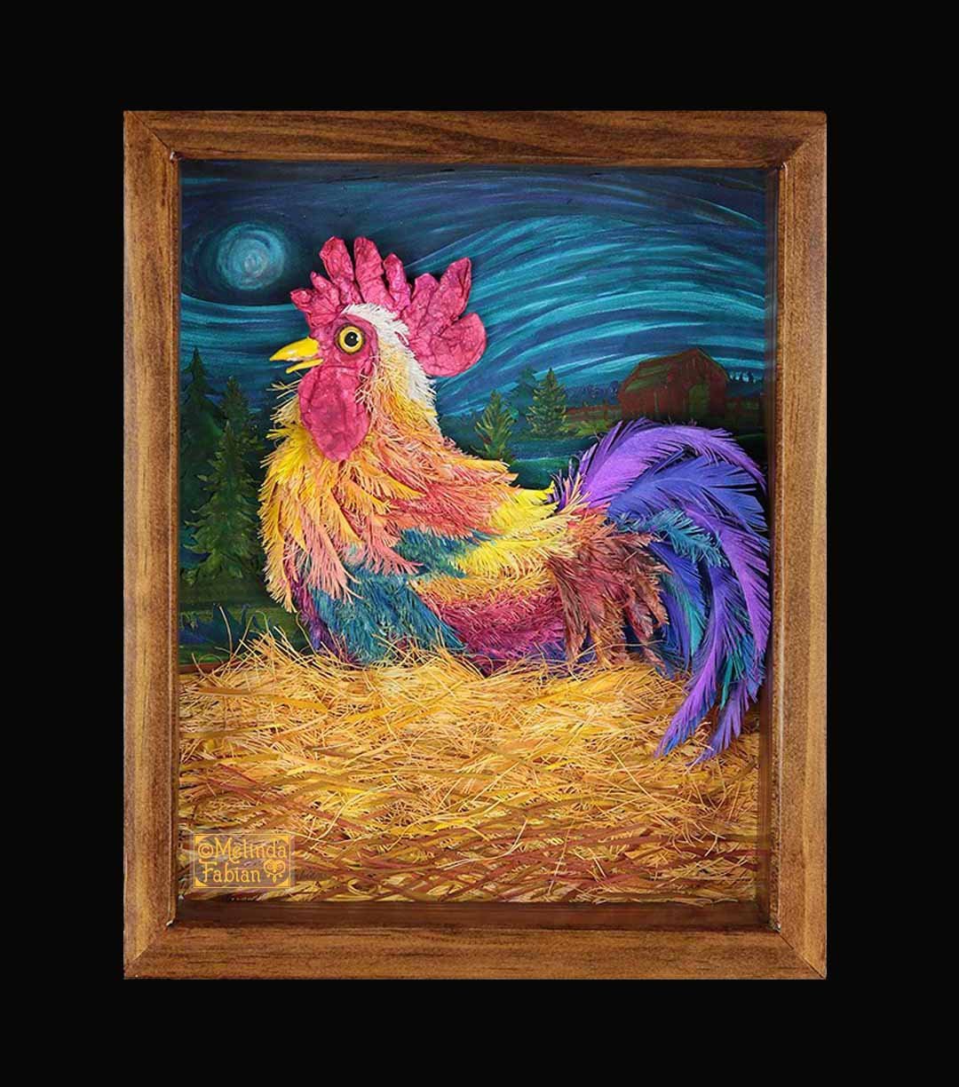 3D Paper Sculpture of a Rooster by Melinda Fabian Paper Sculpture Illustrator