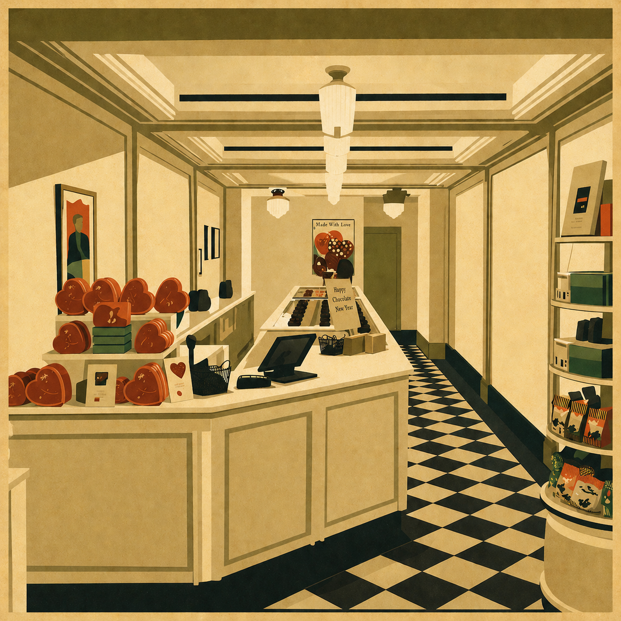 Art Deco inspired interior for See's Candy store in West Village NYC