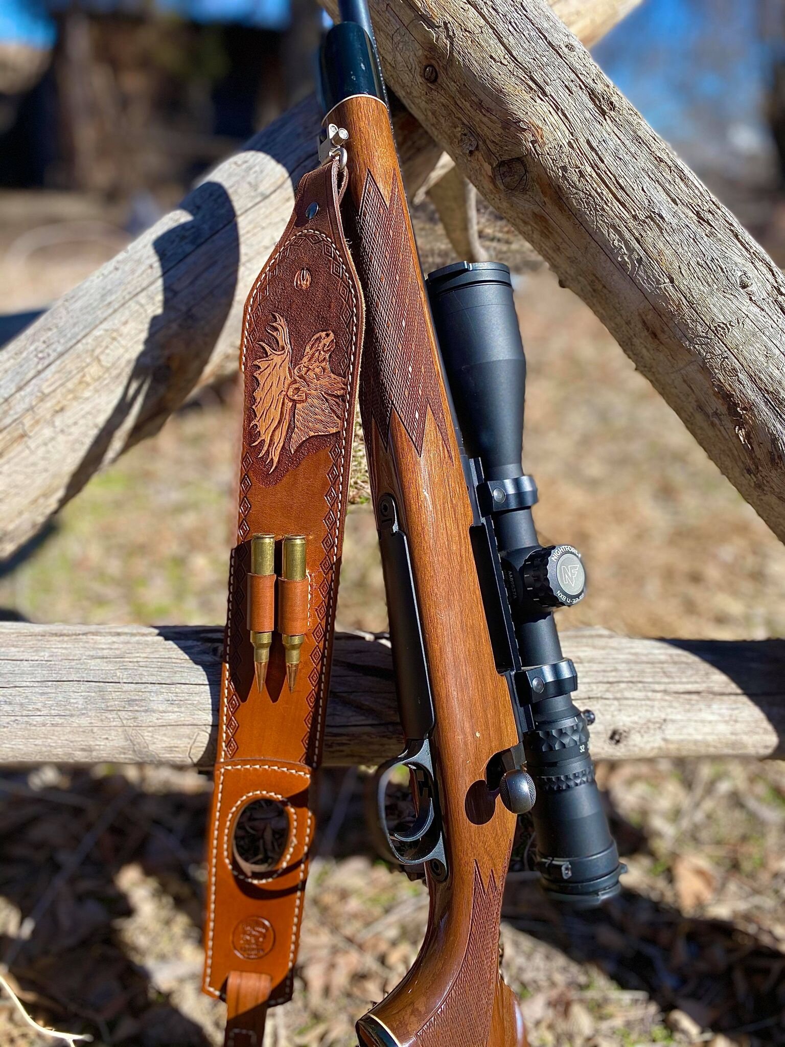 Brown Weave Black Leather Rifle Sling Shotgun Air Gun Strap Hunting Shooting 