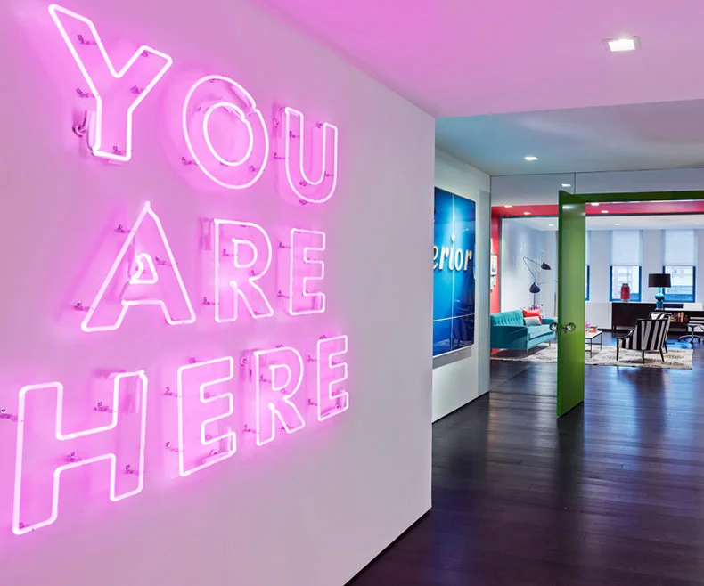 neon signage for headquarters entrance