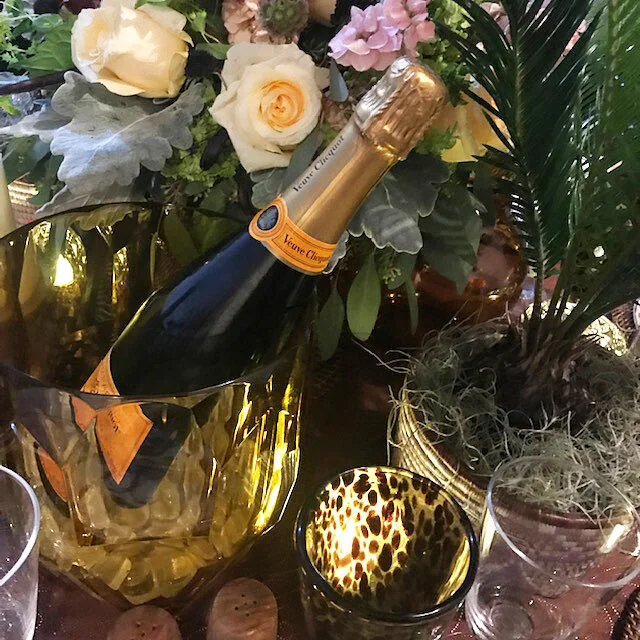 Beautiful shot of a beautiful setting! Faux crystal champagne bucket glows. Let’s pop that bottle already!