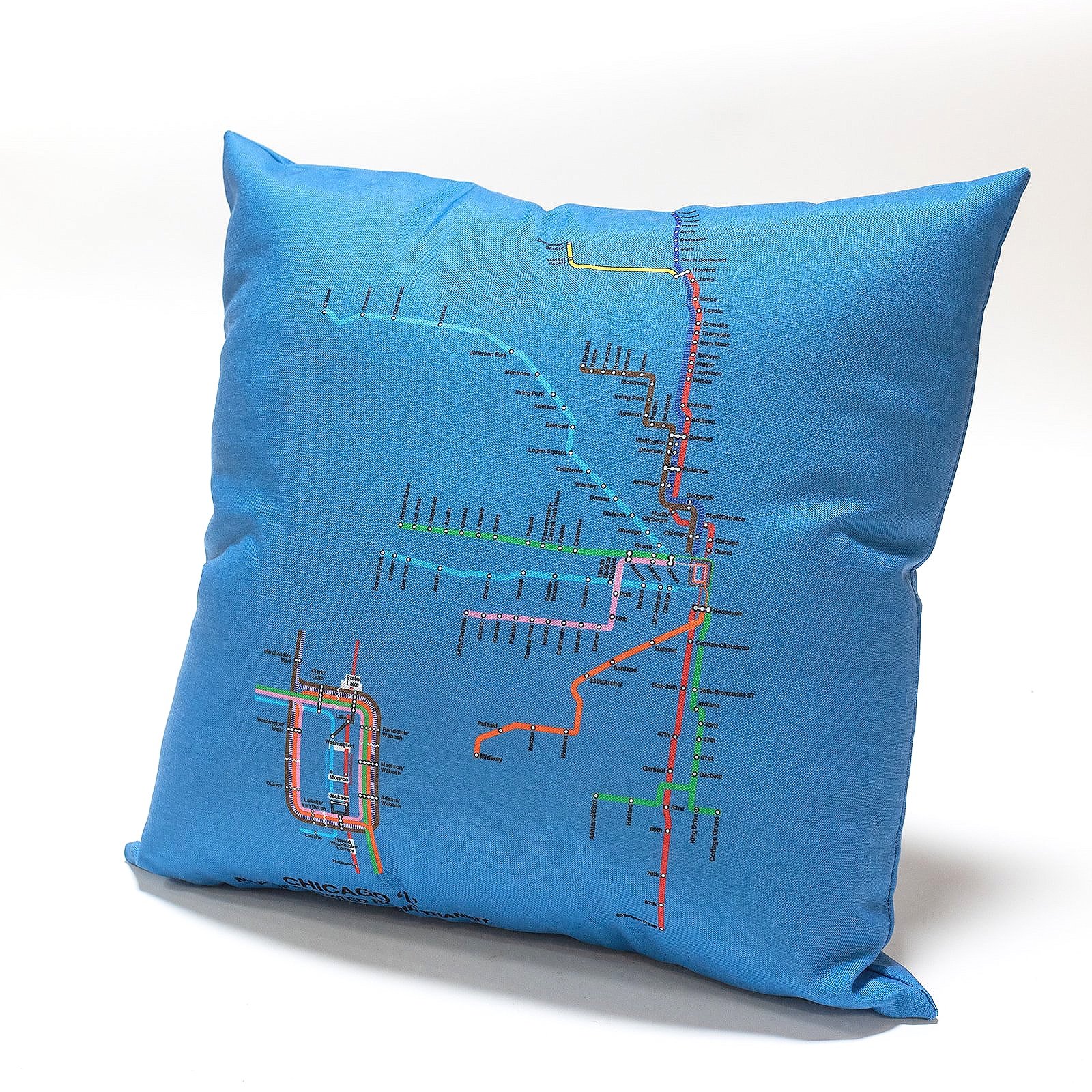 chicago transit map throw pillow 22x22