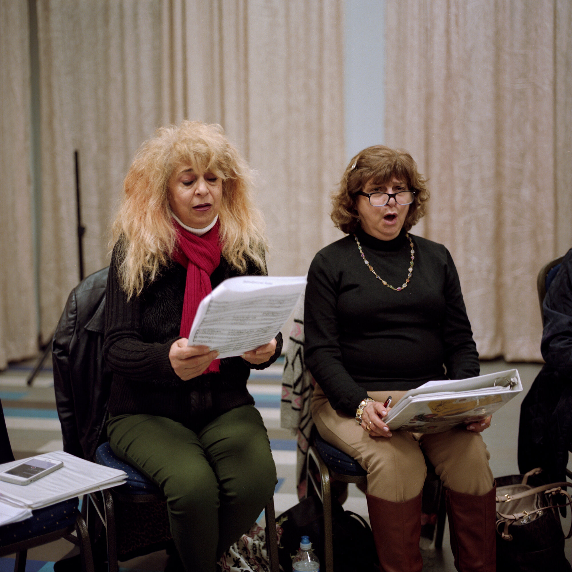  Violet Bohjalian and Linda Hagopian sing during a practice session for an Armenian American choir group in Los Angeles, California. Singing folk songs in choirs is just one of the many ways that Armenian Americans are able to preserve their cultural