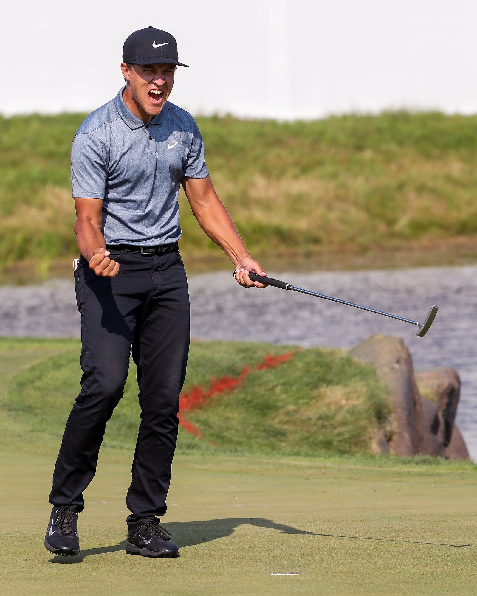  Cameron Champ celebrates after making his putt at the 18th hole to win the tournament at the 3M Open at TPC Twin Cities on Sunday, July 25, 2021 in Blaine. 