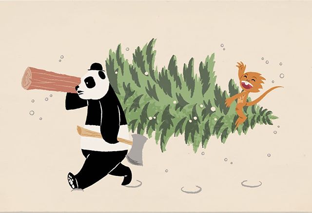 Happy Holidays from all of us at Yehey! We hope that this season is merry and bright! #animatedseries #panda #beardie #beardeddragon #vintage #postcard #illustration #christmastree #christmas #holidays #TheLostLandofYehey #yehey