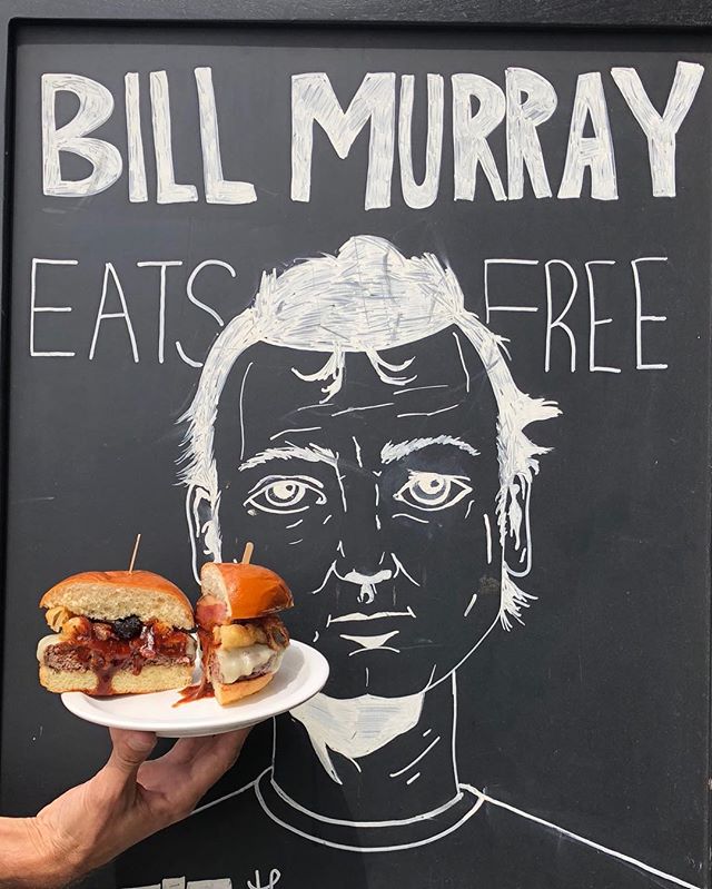 For real, though. Bring us the head of Bill Murray and we&rsquo;ll feed it AND YOU a free meal. (Head must still be attached to Mr. Murray&rsquo;s unharmed living body.)
.
.
.
.
.
#billmurray #burger #foodgasm #meeeeeats #dinela #eaterla #lafoodmag #