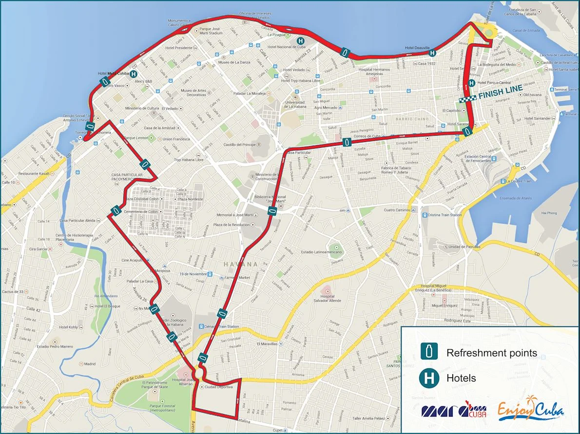 2019 Marabana Cuba - Marathon Route
