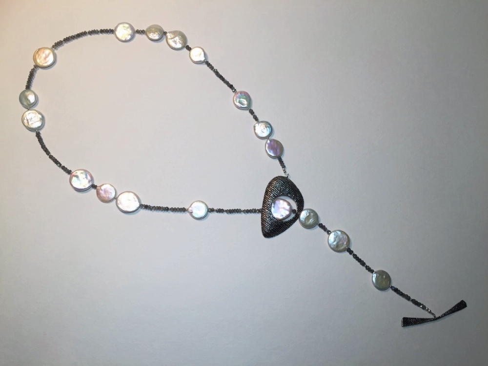 Silver, Pearl, Labradorite Necklace